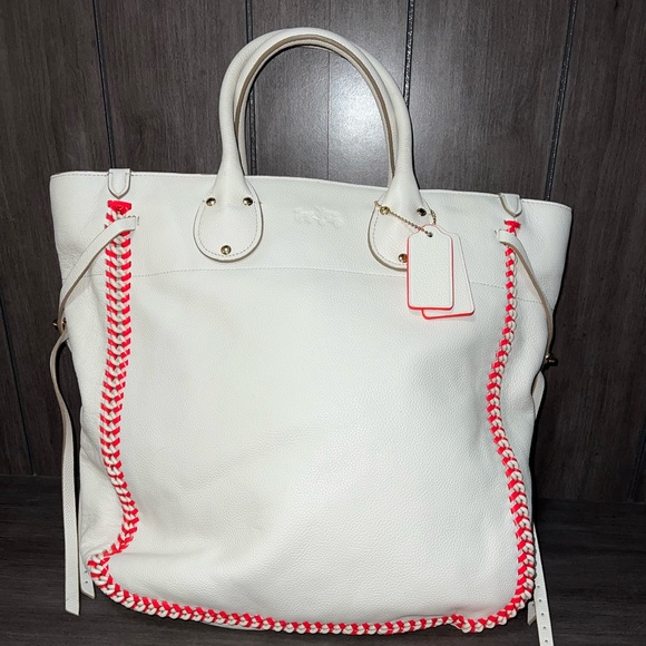 Coach Handbags - Coach 2015 Whiplash Pop Tall Tatum Chalk Neon Pink